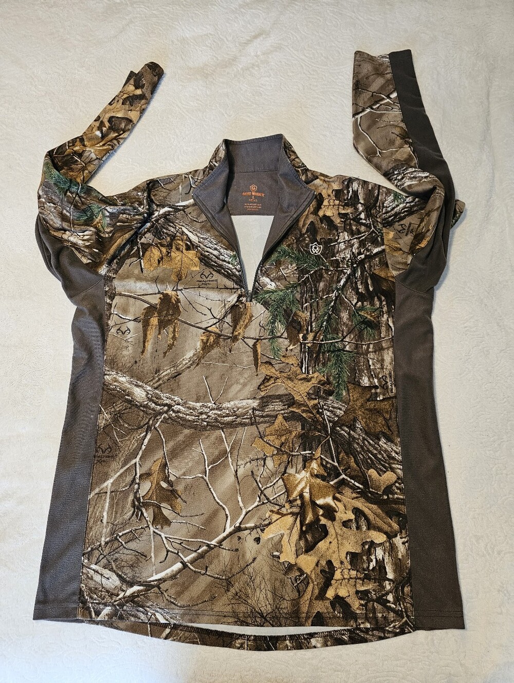 Game Winner Realtree Xtra Camo 1/4 Zip Pullover Men's Large Hunting Shirt Euc